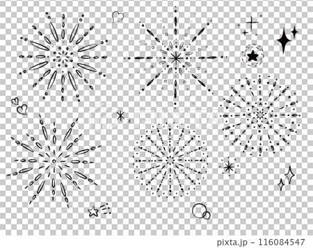 簡單的煙火插圖集線描 簡單的煙火插圖集線描 116084547