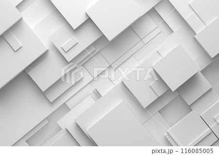 White background with geometric shapes. White minimalistic website wallpaper. Modern clean simple elegant design banner with copy space 116085005