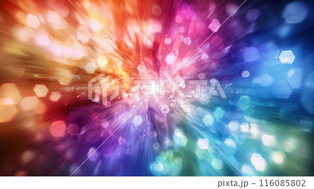 多彩な光とボケの幻想的な放射状の背景 多彩な光とボケの幻想的な放射状の背景 116085802