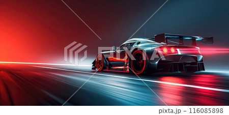 Race car wallpaper. Modern luxury sports car banner 116085898