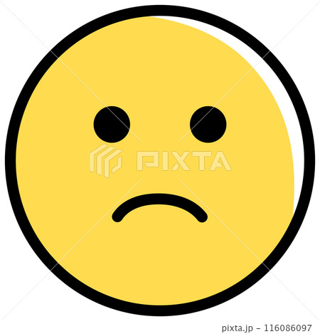 少し機嫌が悪い、黄色い顔の絵文字のイラスト素材 [116086097] - PIXTA