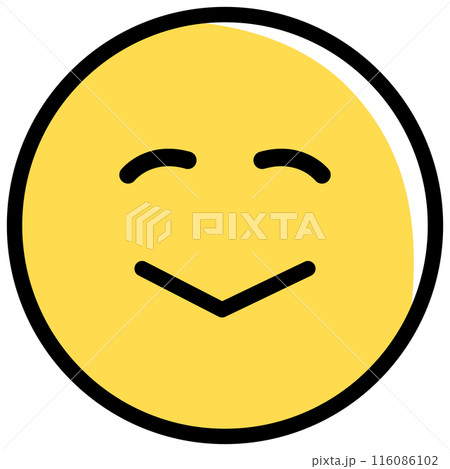 にっこり笑う優しい表情、黄色い顔の絵文字のイラスト素材 [116086102] - PIXTA