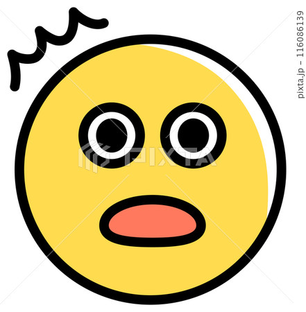 びっくりしている、黄色い顔の絵文字のイラスト素材 [116086139] - PIXTA