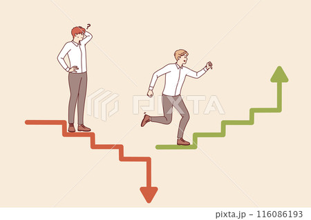 Business competition on investment exchange leads to loss money or receipt profit from competing men 116086193