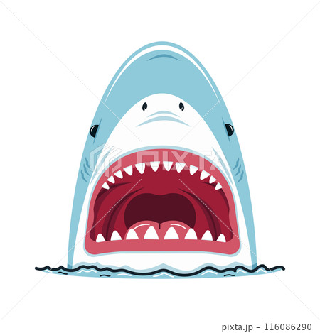 Cartoon of a shark with an open mouth 116086290