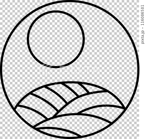 線條畫圓形簡單花札葉月芒月八月芒到月亮 116086581