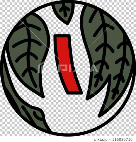 カラー円形ミニ花札　霜月　栃　11月　赤短　短冊　栃に短冊 116086710