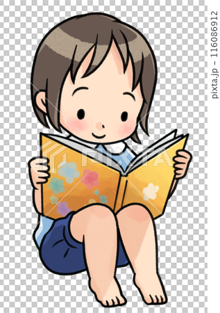 絵本を読む女の子のイラスト素材 [116086912] - PIXTA