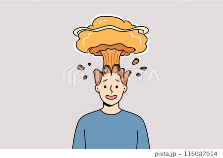 Man feels explosion in head due to brain...のイラスト素材 