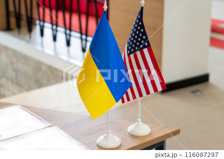 Flag of Ukraine and USA Flag of Ukraine and USA 116087297