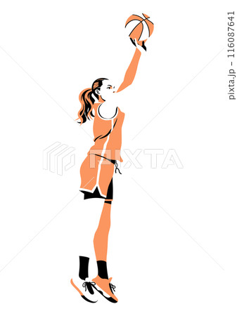 シュートする女性のバスケットボール選手 116087641