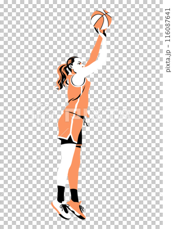 シュートする女性のバスケットボール選手 116087641