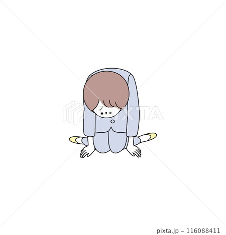かなり落ち込んでぼんやりと無気力になるスーツの女性のイラスト かなり落ち込んでぼんやりと無気力になるスーツの女性のイラスト 116088411
