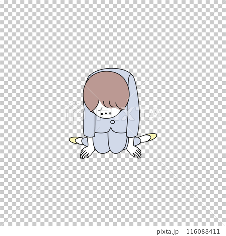 かなり落ち込んでぼんやりと無気力になるスーツの女性のイラスト かなり落ち込んでぼんやりと無気力になるスーツの女性のイラスト 116088411