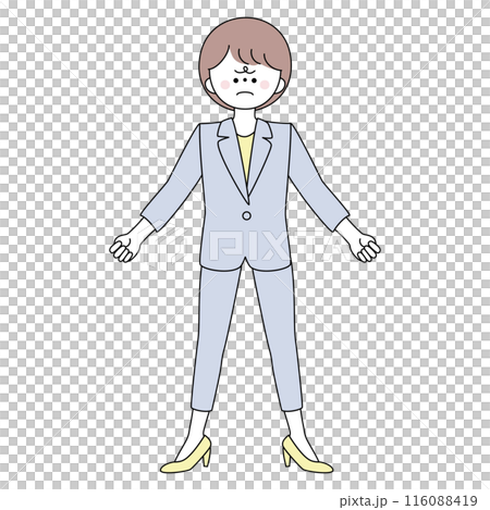 一個穿著西裝的女人炫耀她憤怒的臉的插圖 116088419