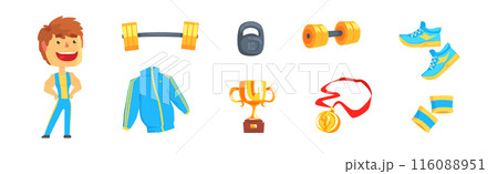 Athlete and Sportsman Object and Element Vector Set Athlete and Sportsman Object and Element Vector Set 116088951