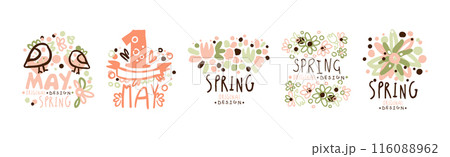 Spring Label and Logo Original Design Vector Setのイラスト素材 [116088962] - PIXTA