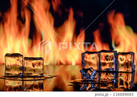 fire and ice, hot and cold concept. Peace and War 2 116089083