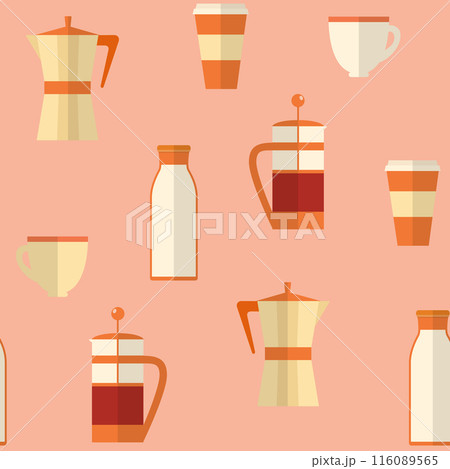 Flat seamless pattern with coffee items Flat seamless pattern with coffee items 116089565