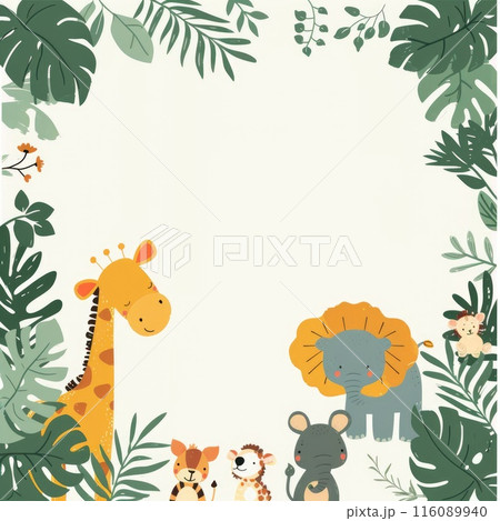 Adorable Safari Animals Cartoon Illustration for Children's Decor Adorable Safari Animals Cartoon Illustration for Children's Decor 116089940