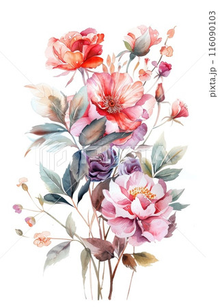 Elegant Watercolor Floral Arrangement in Soft Hues Elegant Watercolor Floral Arrangement in Soft Hues 116090103