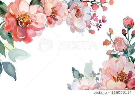 Soft watercolor blooms creating an elegant corner arrangement 116090114