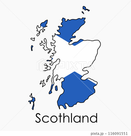 Outline drawing of Scothland flag map. 116091551