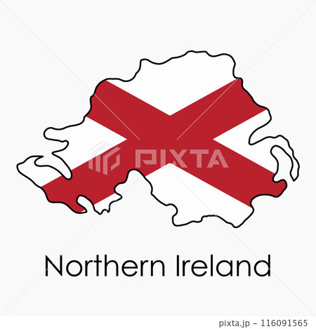 Outline drawing of Northern Ireland flag map. Outline drawing of Northern Ireland flag map. 116091565
