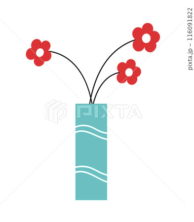 Vase with a bouquet of red flowers 116091822