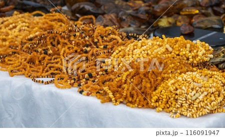 Assorted Amber Bead Necklaces on Display 116091947