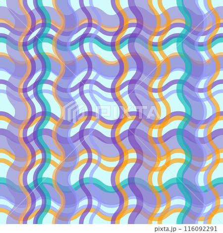 Sea waves geometric seamless pattern. Blue turquoise color cartoon isolated textile print pattern. Vector illustration on background 116092291