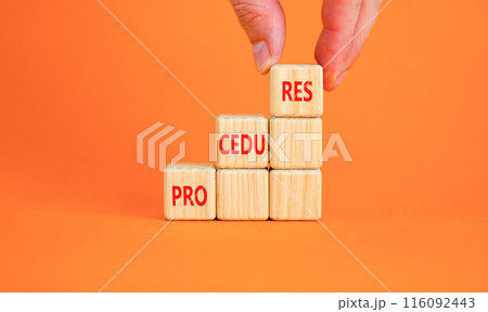 Procedures symbol. Concept word Procedures on beautiful wooden blocks. Businessman hand. Beautiful orange background. Business procedures concept. Copy space. 116092443