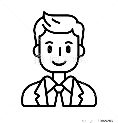 manager icon or modern line symbol. Vector line art and icon design with bold outline. Black and white Pixel Perfect minimalistic symbol isolated white background. Silhouette simple thin sign manager icon or modern line symbol. Vector line art and icon design with bold outline. Black and white Pixel Perfect minimalistic symbol isolated white background. Silhouette simple thin sign 116092631