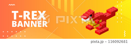 Horizontal banner with tyrannosaurus. Vector 116092681