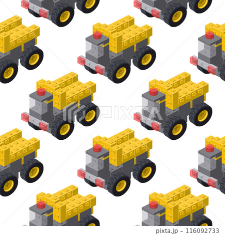 Pattern of dump trucks in isometry. Vector Pattern of dump trucks in isometry. Vector 116092733