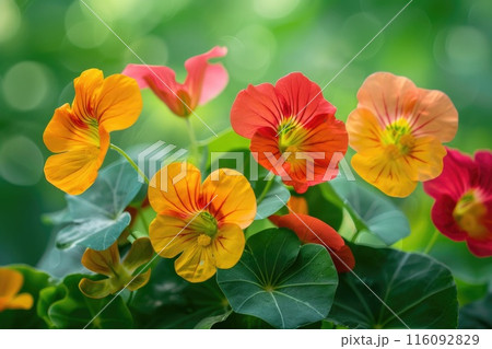 Beautiful flowers of nasturtiums. 116092829