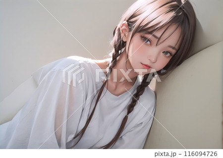 ポートレート 色鉛筆画風の女の子 116094726