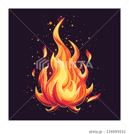 Vibrant flames dance against dark background,...のイラスト素材 [116095032] - PIXTA