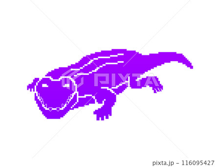 ワニシルエット_ドット絵（紫） 116095427