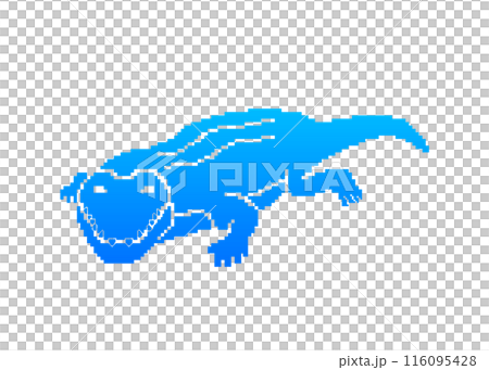 ワニシルエット_ドット絵（青） 116095428