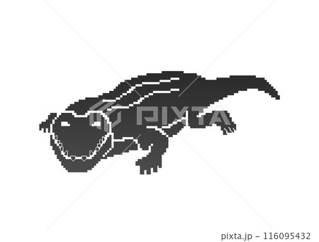 ワニシルエット_ドット絵 116095432