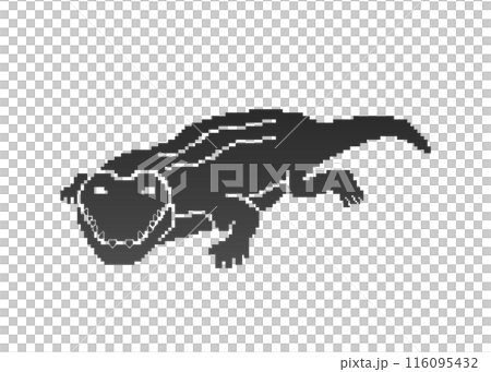 ワニシルエット_ドット絵 116095432