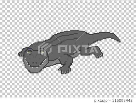 ワニ_ドット絵(黒） 116095448