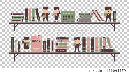 Deformed business person illustration, relearning, learning, skill improvement, 1:1.191, dull color 116095579