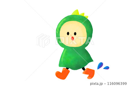 カッパを着た少年のイラスト 116096399