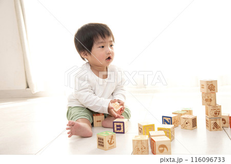 乳幼児　遊び　積み木 116096733