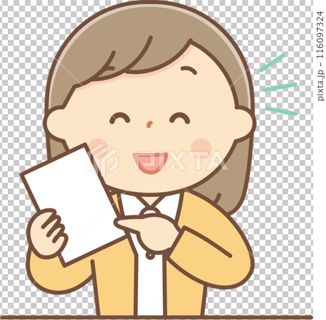 一名婦女拿著文件並解釋 116097324