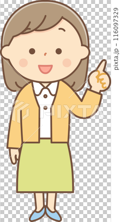 指差しをして説明をする女性の全身 116097329