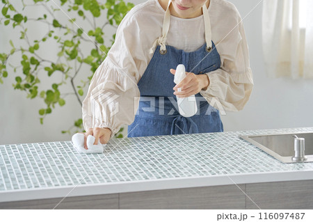 キッチンを掃除する主婦 キッチンを掃除する主婦 116097487