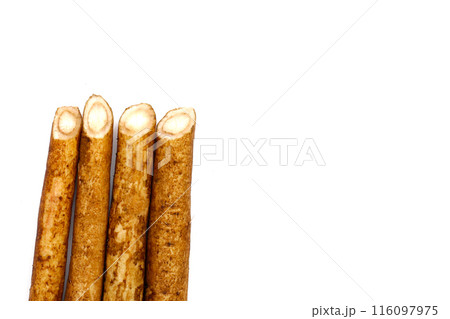 Burdock Root (Gobo) on white background. 116097975